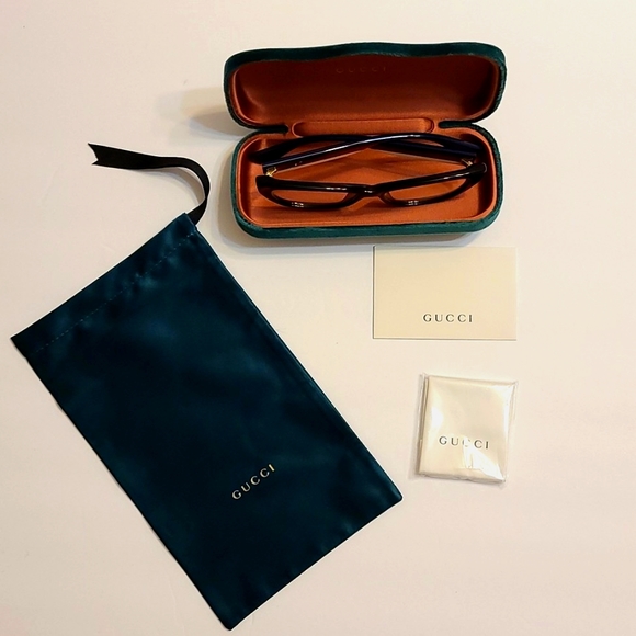 Authentic Gucci Black Blue Red Cream Stripe Logo Optical Frames - Picture 11 of 13